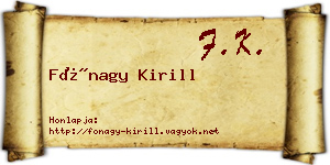 Fónagy Kirill névjegykártya